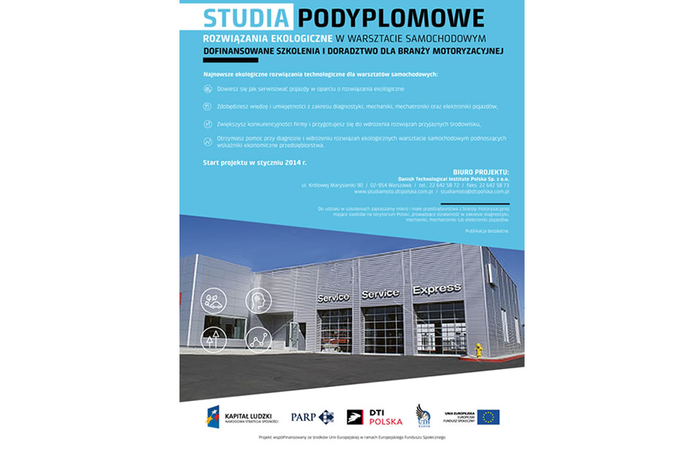 Rozwiązania ekologiczne w warsztacie samochodowym – studia podyplomowe współfinansowane ze środków UE