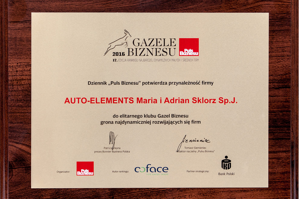 Kolejna Gazela Biznesu dla firmy motoryzacyjnej