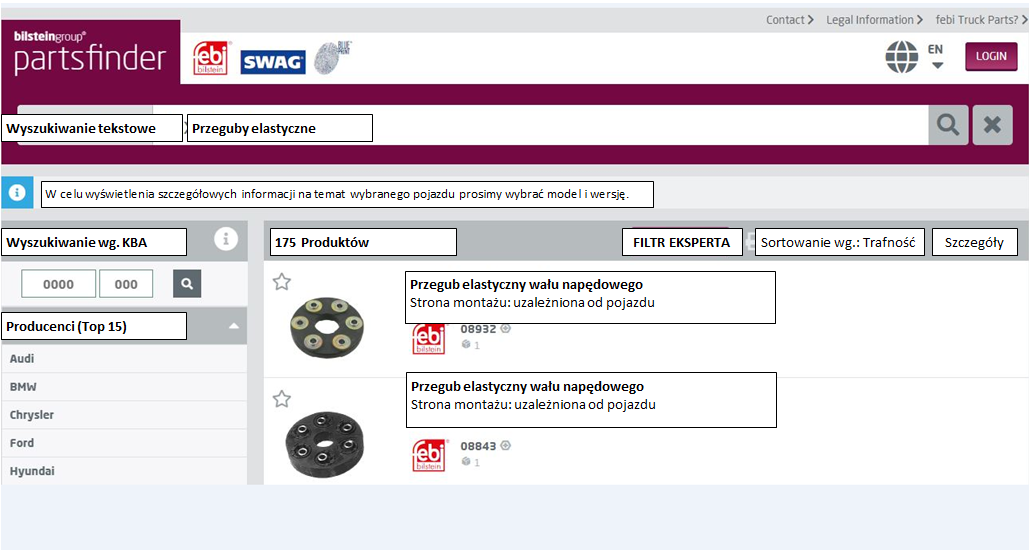 Nowa funkcja wyszukiwarki partsfinder firmy bilstein group